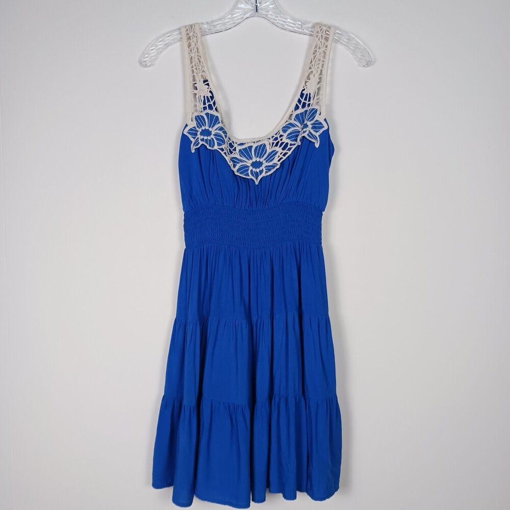 Love Reign Dress Small Blue Summer Sleeveless Lace Detail
